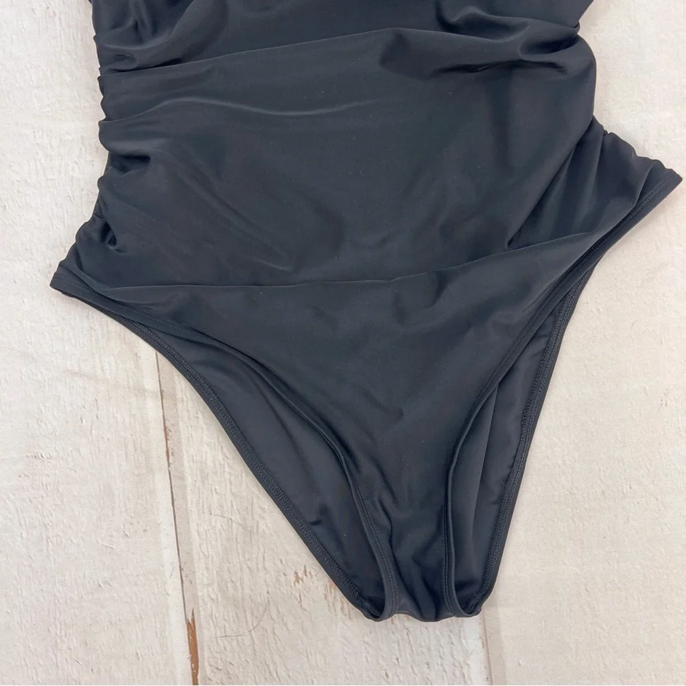 One Piece Swimsuit Deep V Neck Tummy Control Ruched V Back Classic‎ Bathing Suit - Picture 7 of 16